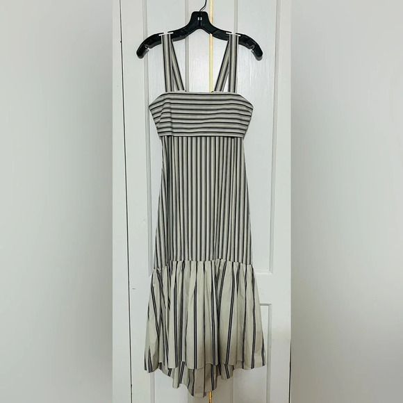 THEORY Striped gathered cotton-poplin midi dress - Picture 4 of 5